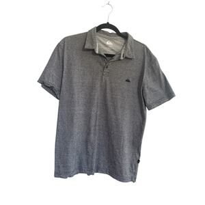 Quicksilver Mens Large Heather Gray Polo Shirt Regular Fit Short Sleeve